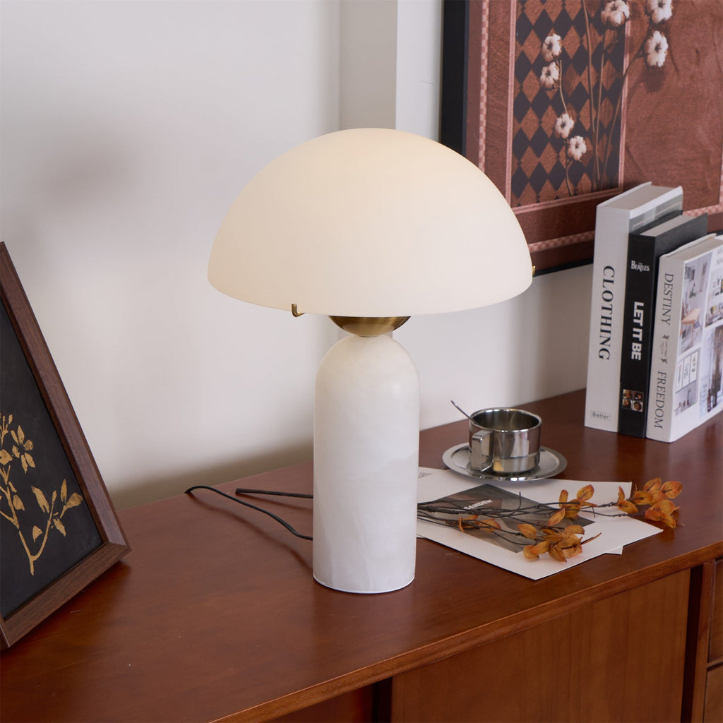 Lampe à poser moderne Galton en Albâtre Doré et vert marbre