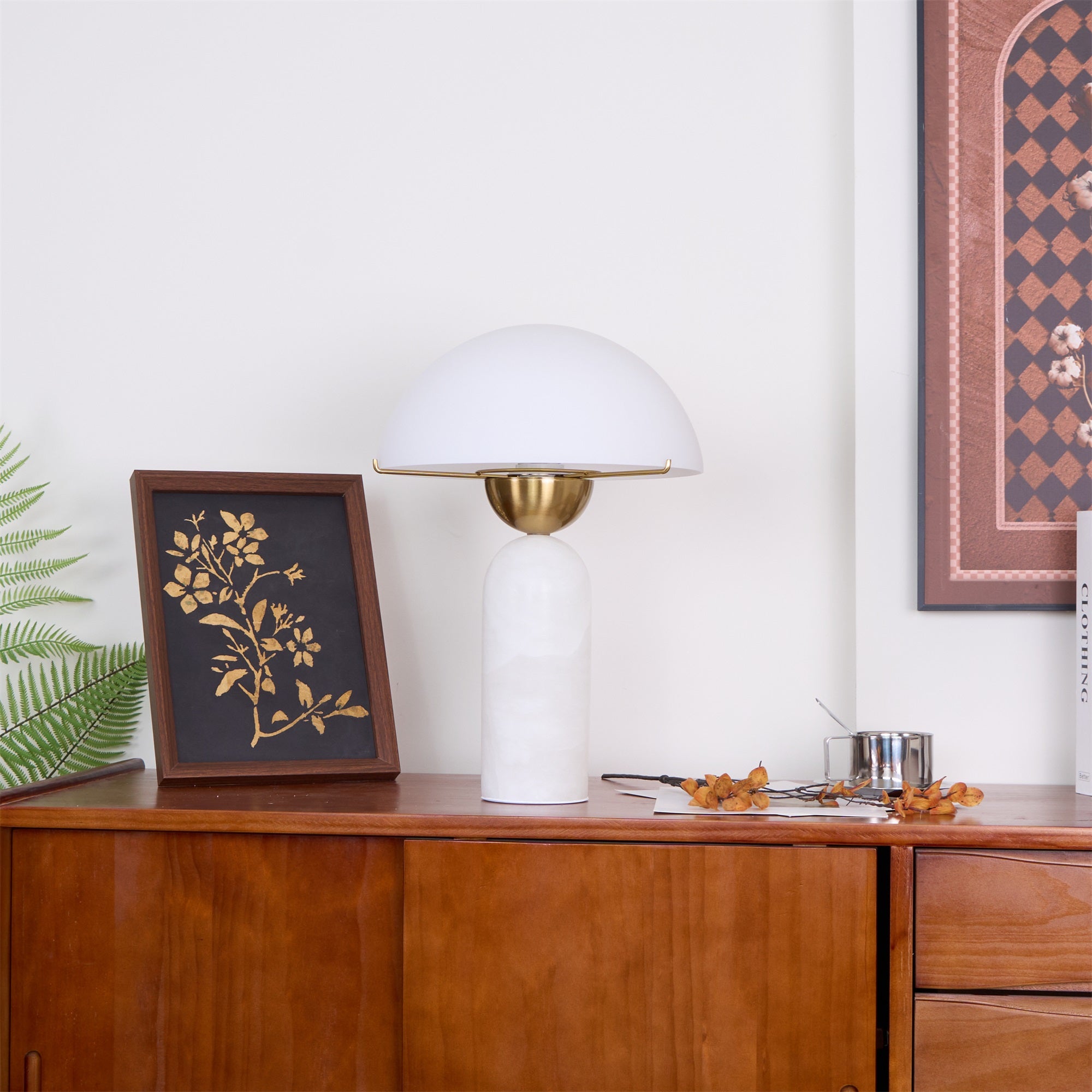 Lampe à poser moderne Galton en Albâtre Doré et vert marbre