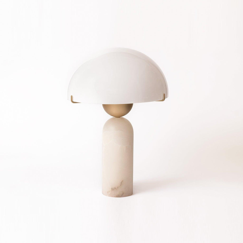 Lampe à poser moderne Galton en Albâtre Doré et vert marbre