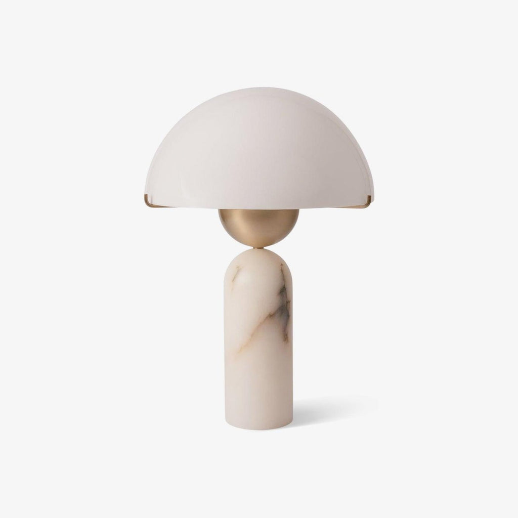 Lampe à poser moderne Galton en Marbre Doré et blanc albâtre