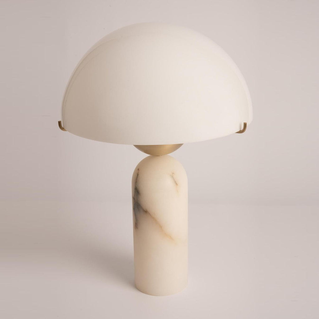 Lampe à poser moderne Galton en Albâtre Doré et vert marbre