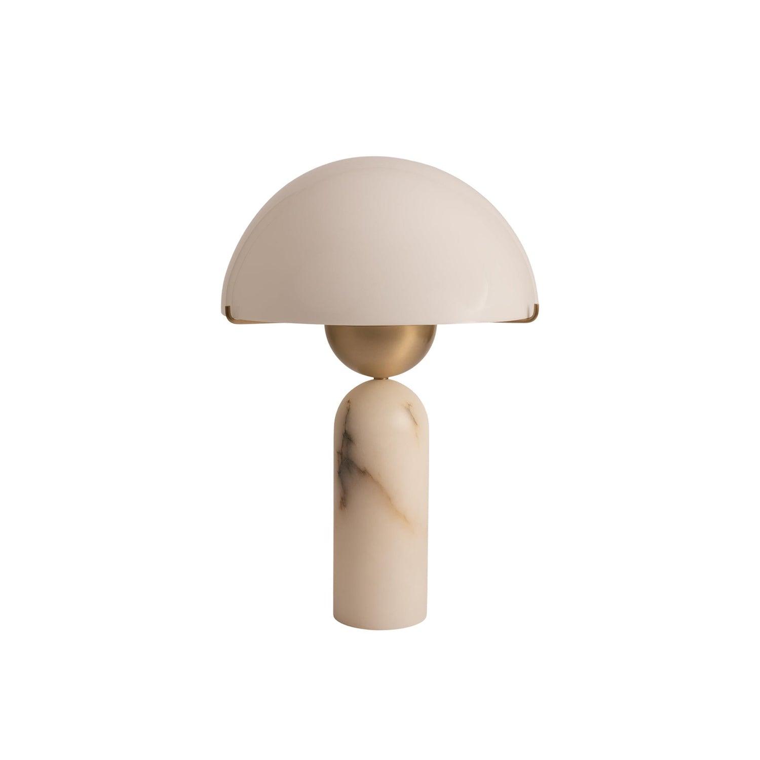 Lampe à poser moderne Galton en Marbre Doré et blanc albâtre