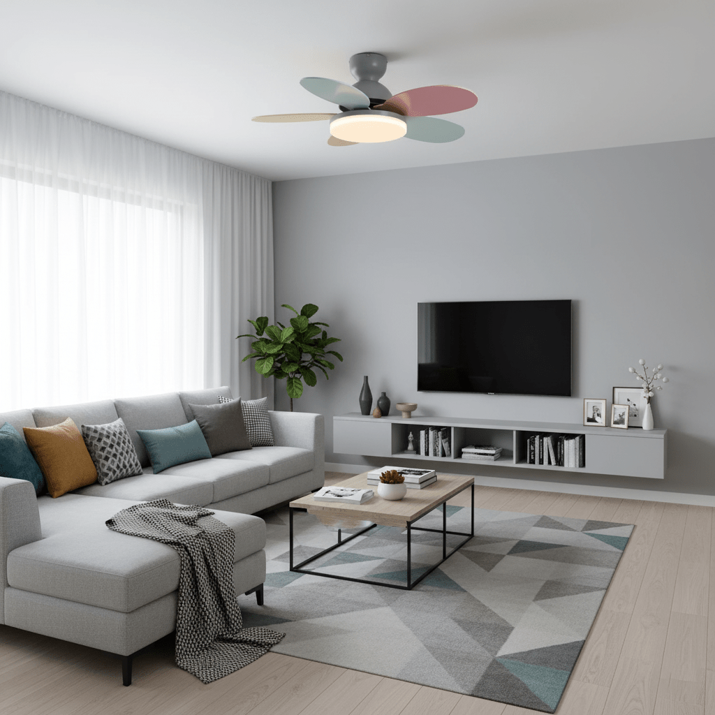 Ventilateur de plafond moderne Berndt en Bois