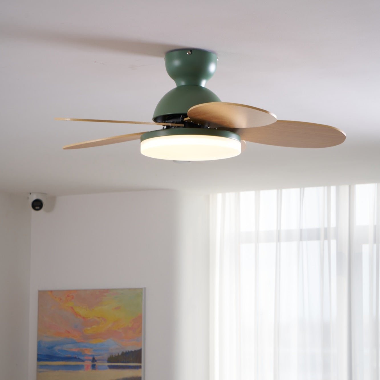 Ventilateur de plafond moderne Berndt en Bois