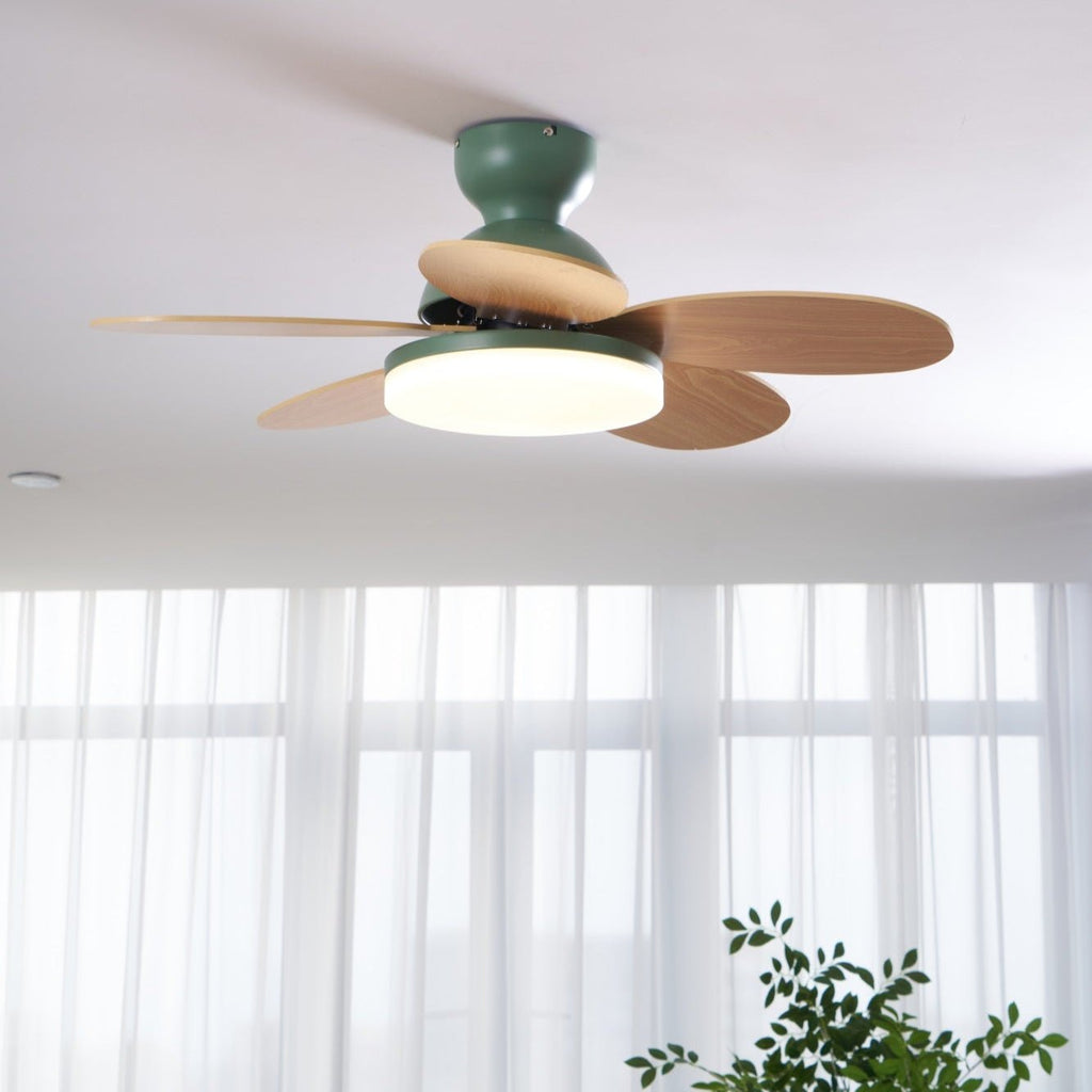 Ventilateur de plafond moderne Berndt en Bois