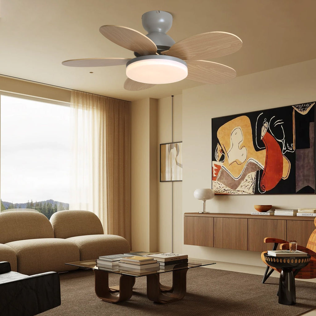 Ventilateur de plafond moderne Berndt en Bois