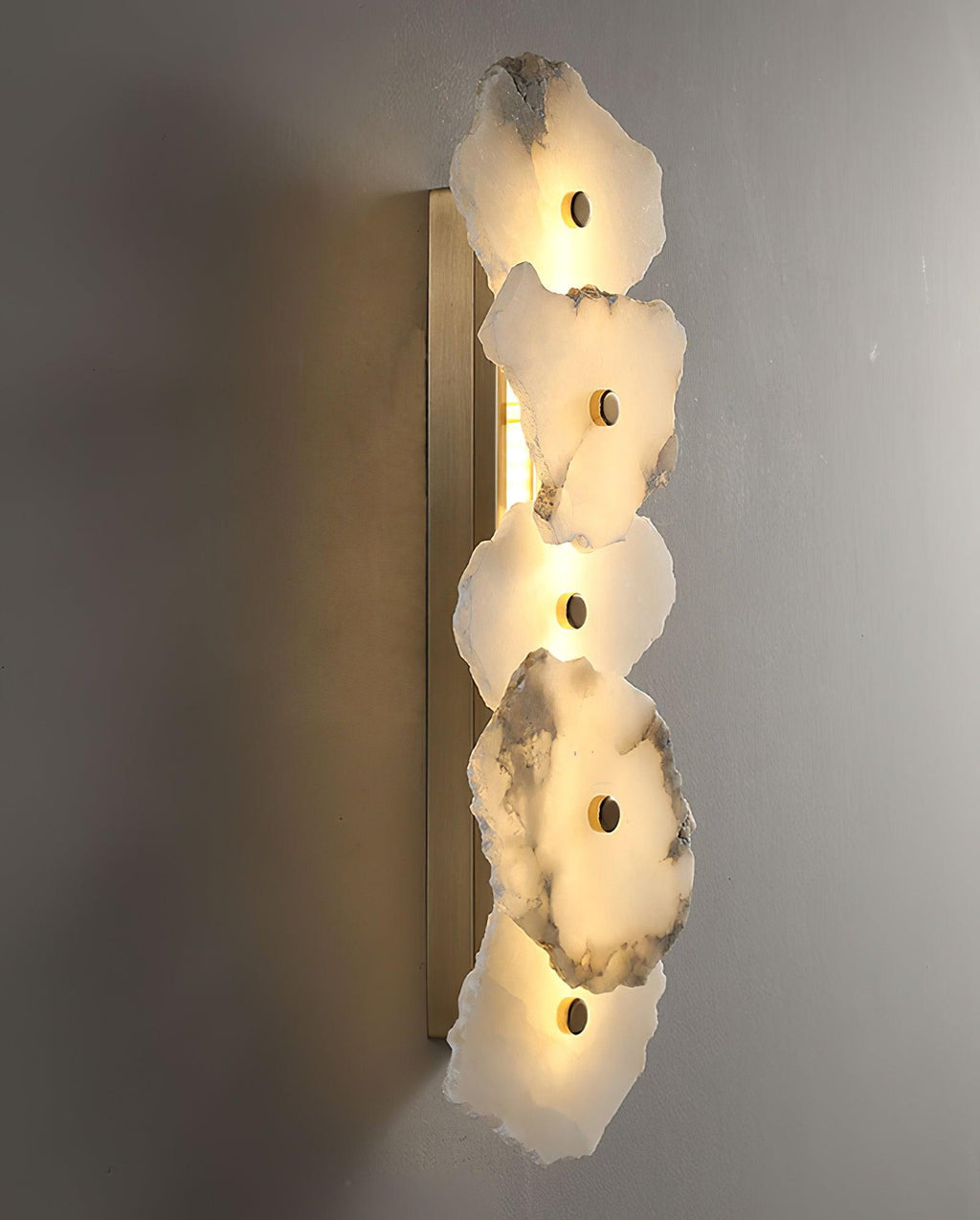 Applique murale moderne Hewitt en Or et albâtre blanc