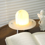 Lampe à poser moderne Marcel en Albâtre Argenté et blanc