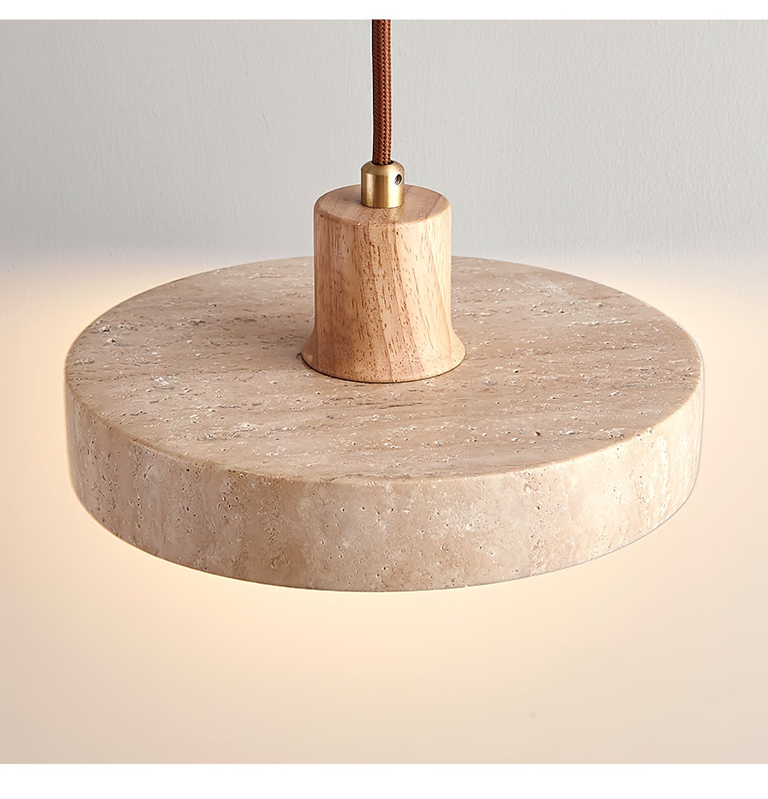 Suspension moderne Lenni en Noyer bois et travertin jaune