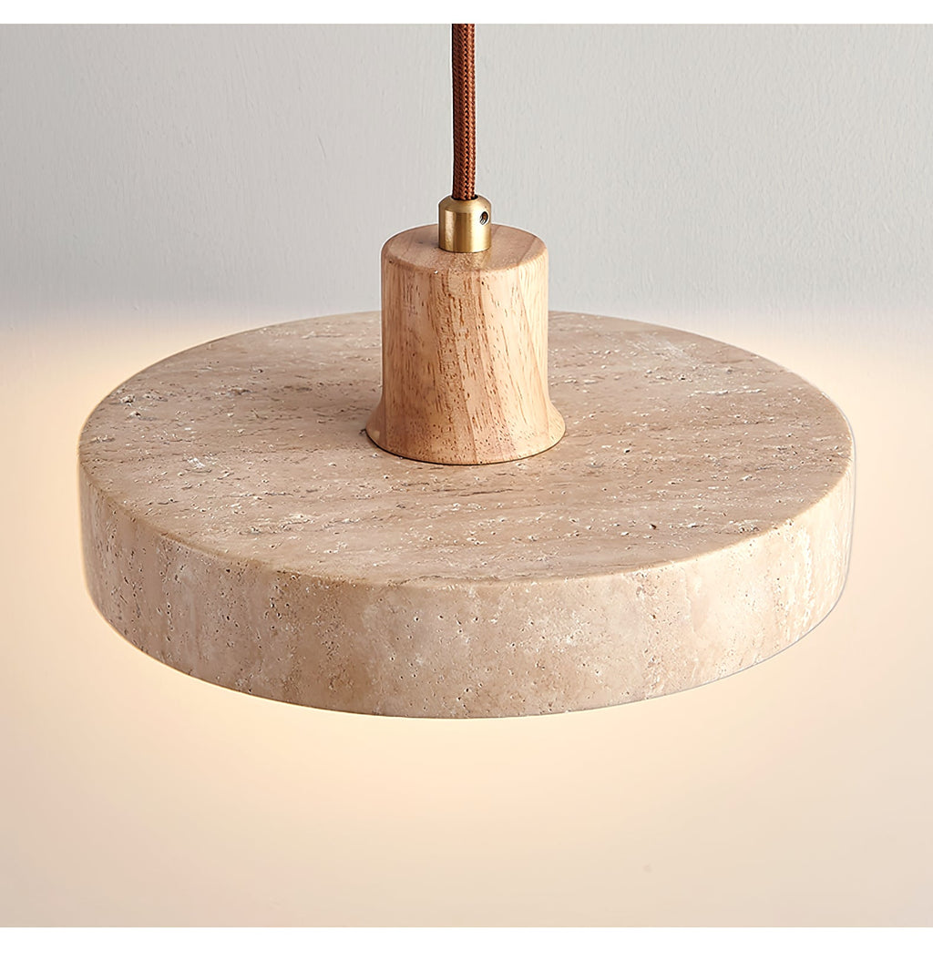 Suspension moderne Lenni en Bois et travertin jaune