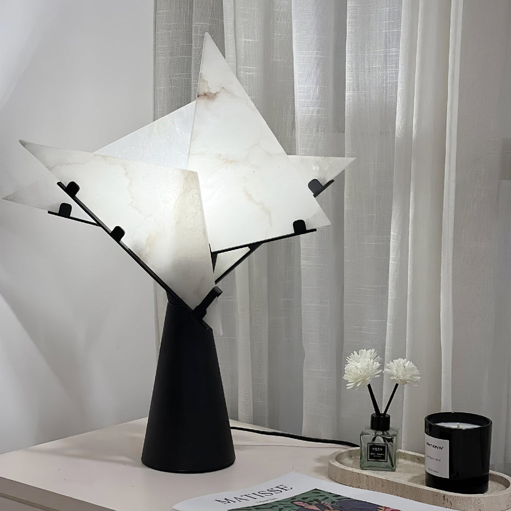 Lampe à poser moderne Evar en Albâtre Noir et blanc