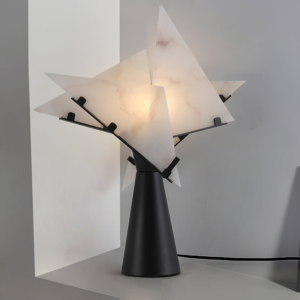 Lampe à poser moderne Evar en Albâtre Noir et blanc
