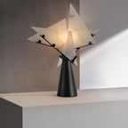 Lampe à poser moderne Evar en Albâtre Noir et blanc