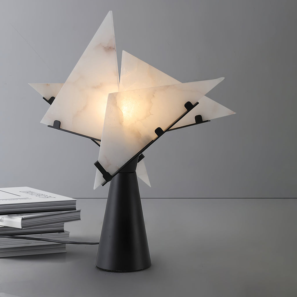 Lampe à poser moderne Evar en Albâtre Noir et blanc