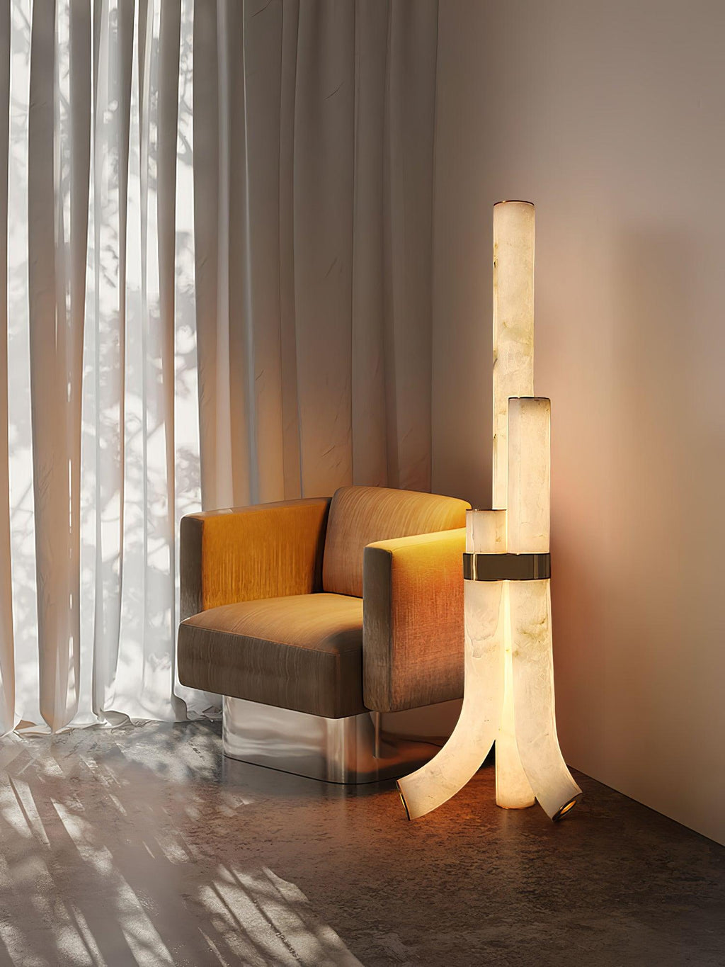Lampadaire moderne Askild en Albâtre