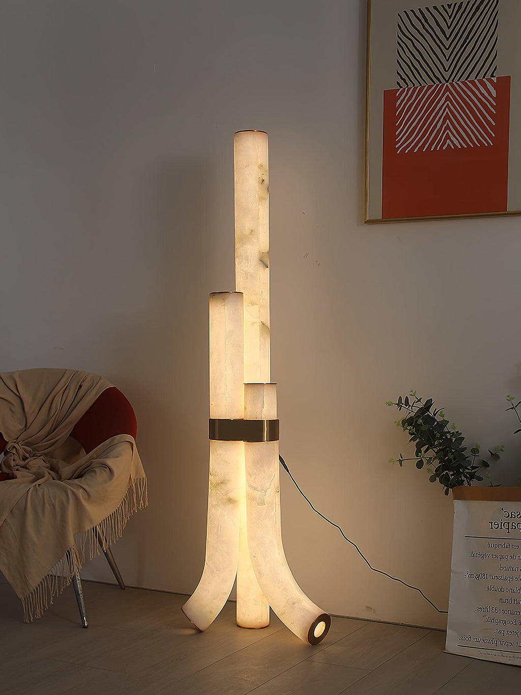 Lampadaire moderne Askild en Albâtre