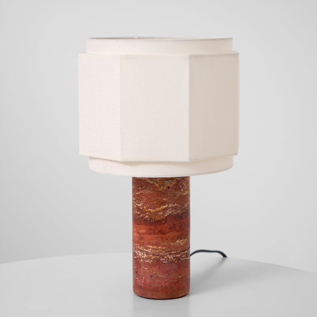 Lampe à poser moderne Edric en Marbre Rouge et blanc