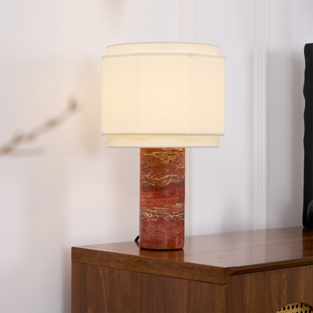 Lampe à poser moderne Edric en Marbre Rouge et blanc