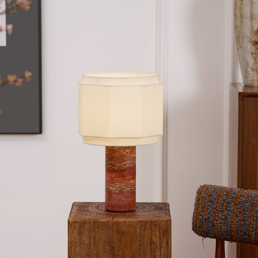 Lampe à poser moderne Edric en Marbre Rouge et blanc