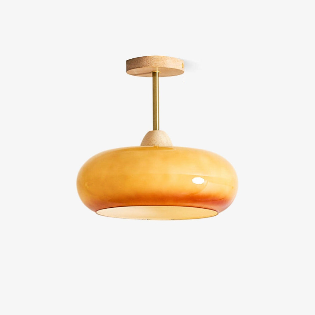 Plafonnier moderne Launo en Naturel bois et blanc