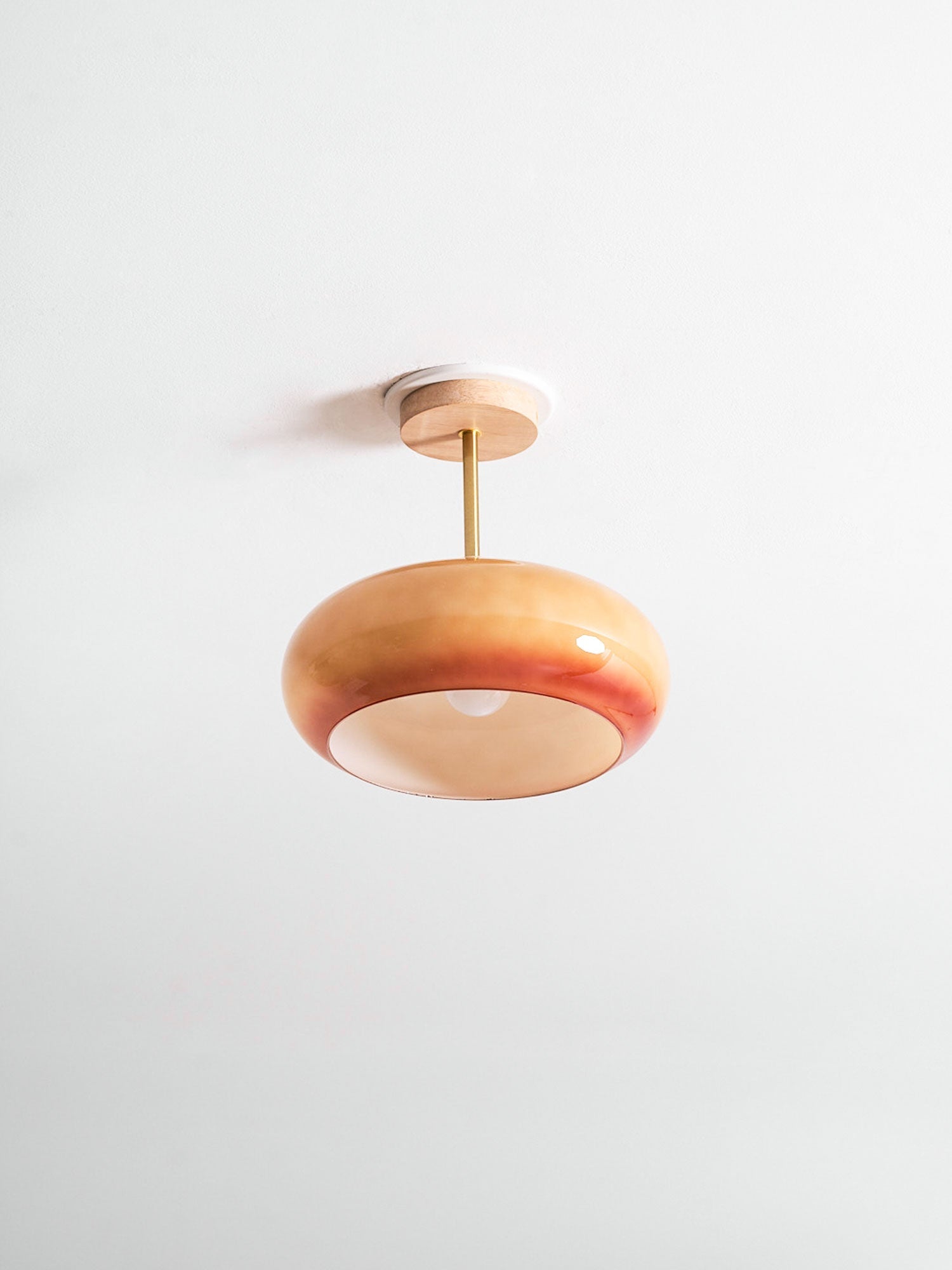 Plafonnier moderne Launo en Naturel bois et blanc