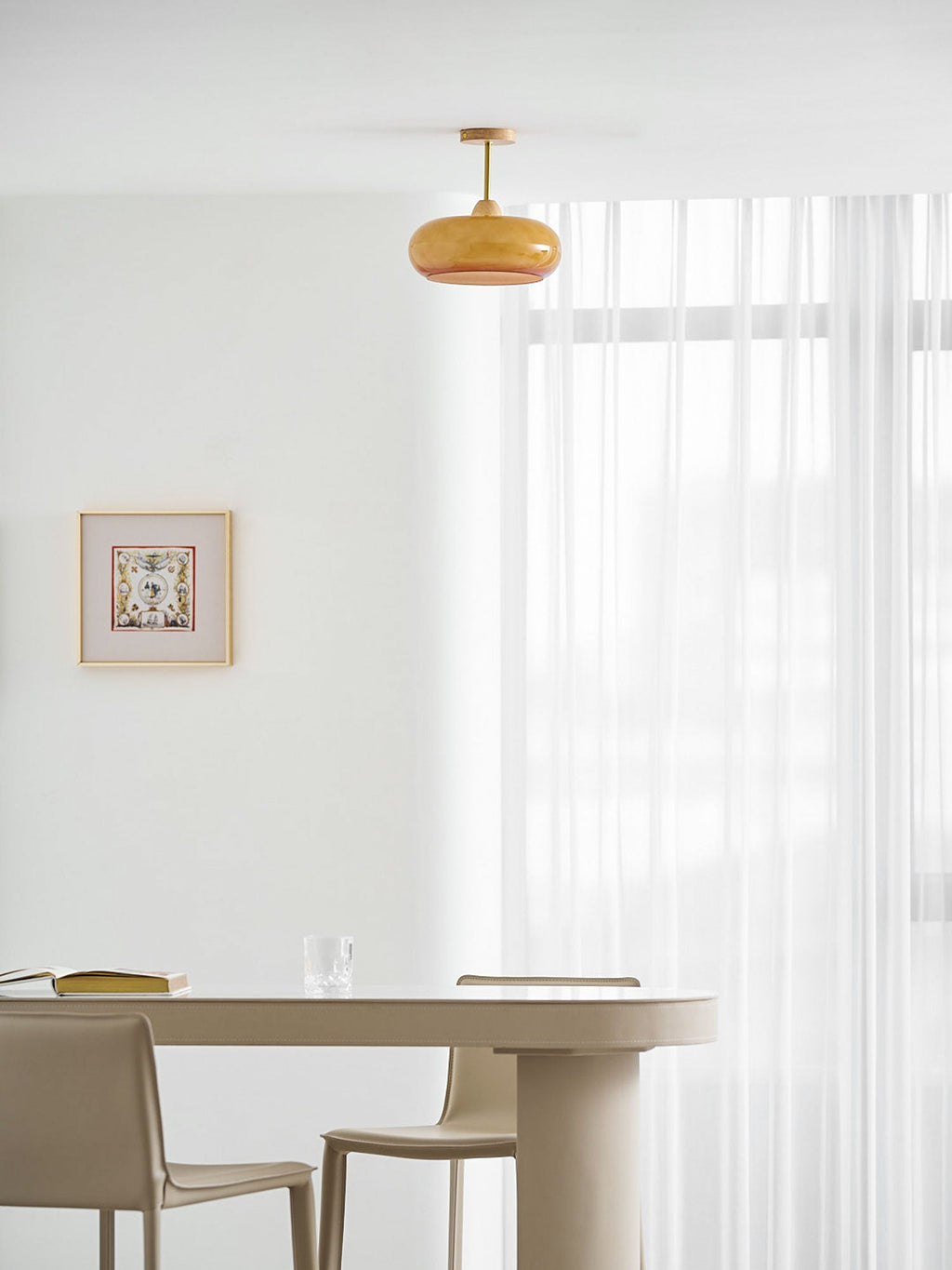 Plafonnier moderne Launo en Naturel bois et blanc