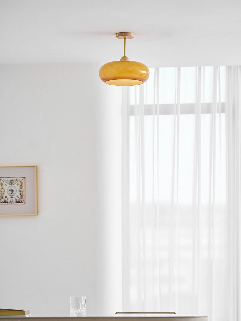 Plafonnier moderne Launo en Naturel bois et blanc