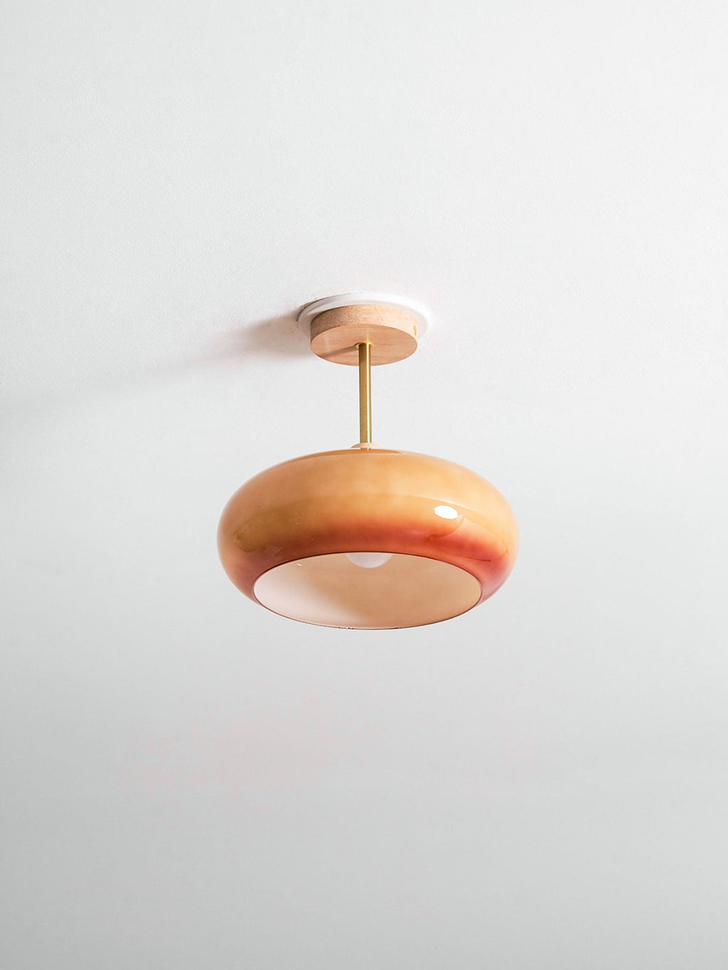Plafonnier moderne Launo en Naturel bois et blanc