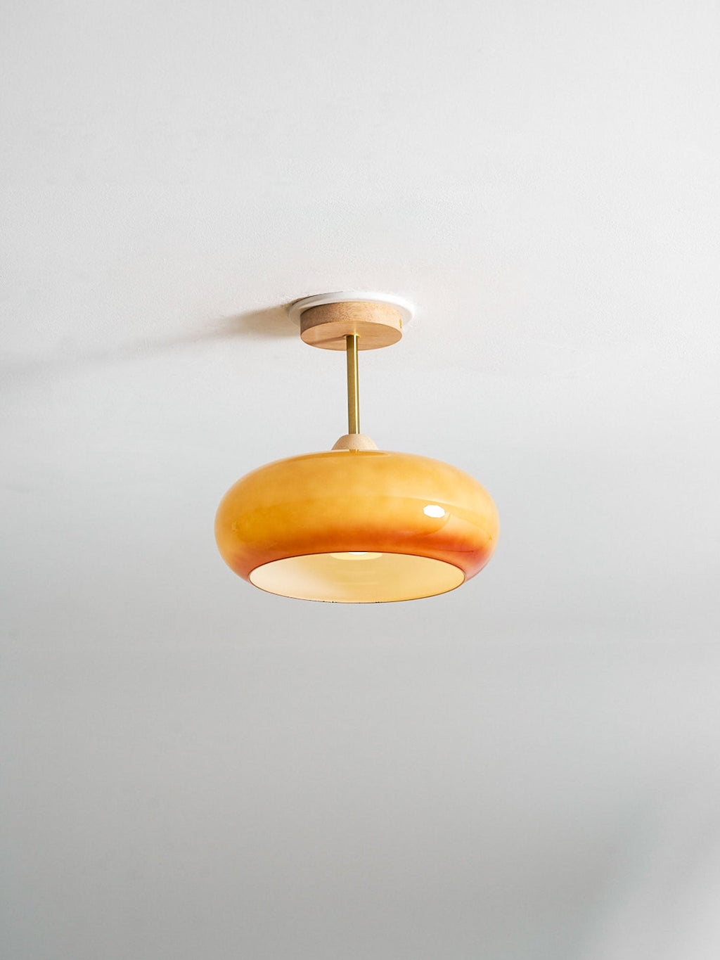 Plafonnier moderne Launo en Naturel bois et blanc