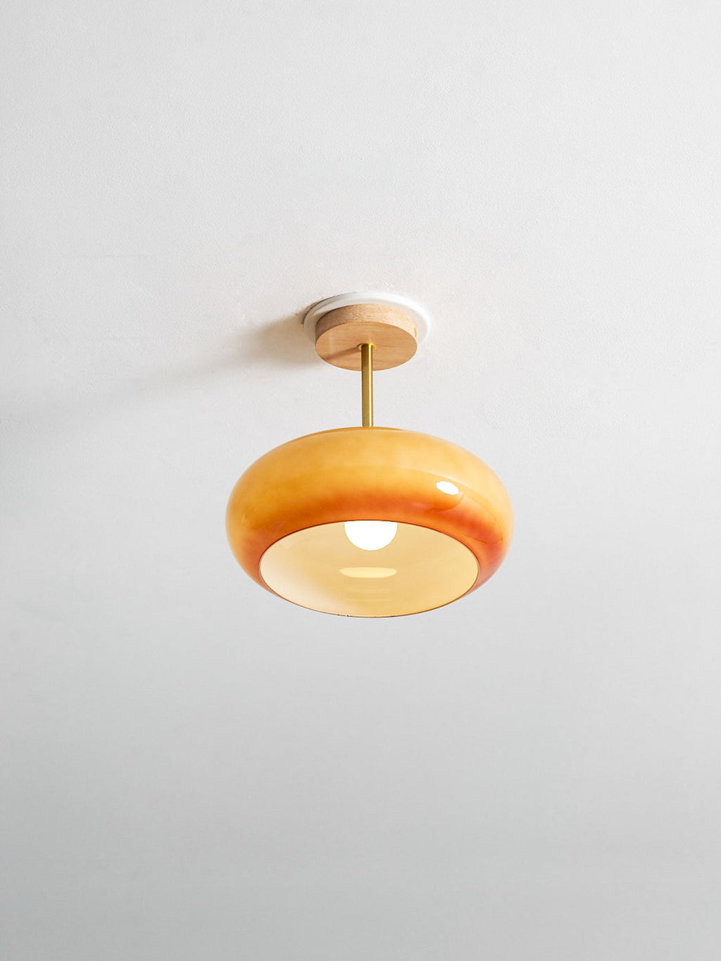 Plafonnier moderne Launo en Naturel bois et blanc