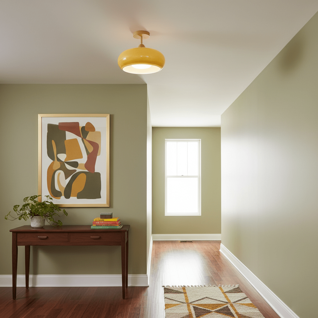 Plafonnier moderne Launo en Naturel bois et Orange