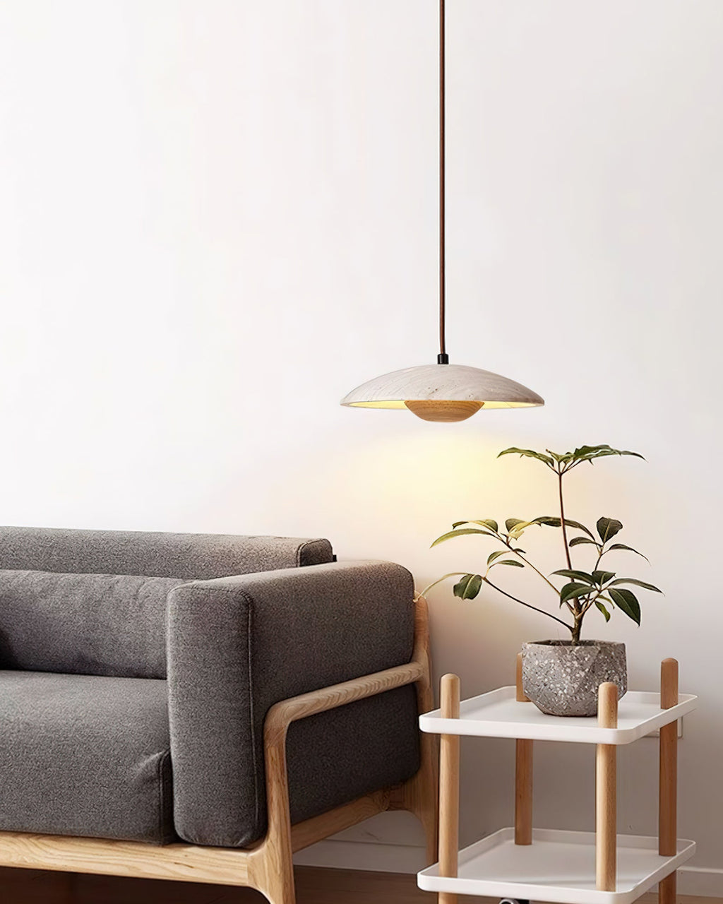 Suspension moderne Enrico en bois Noyer