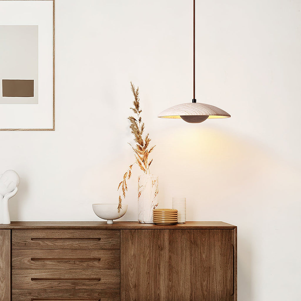Suspension moderne Enrico en bois Noyer