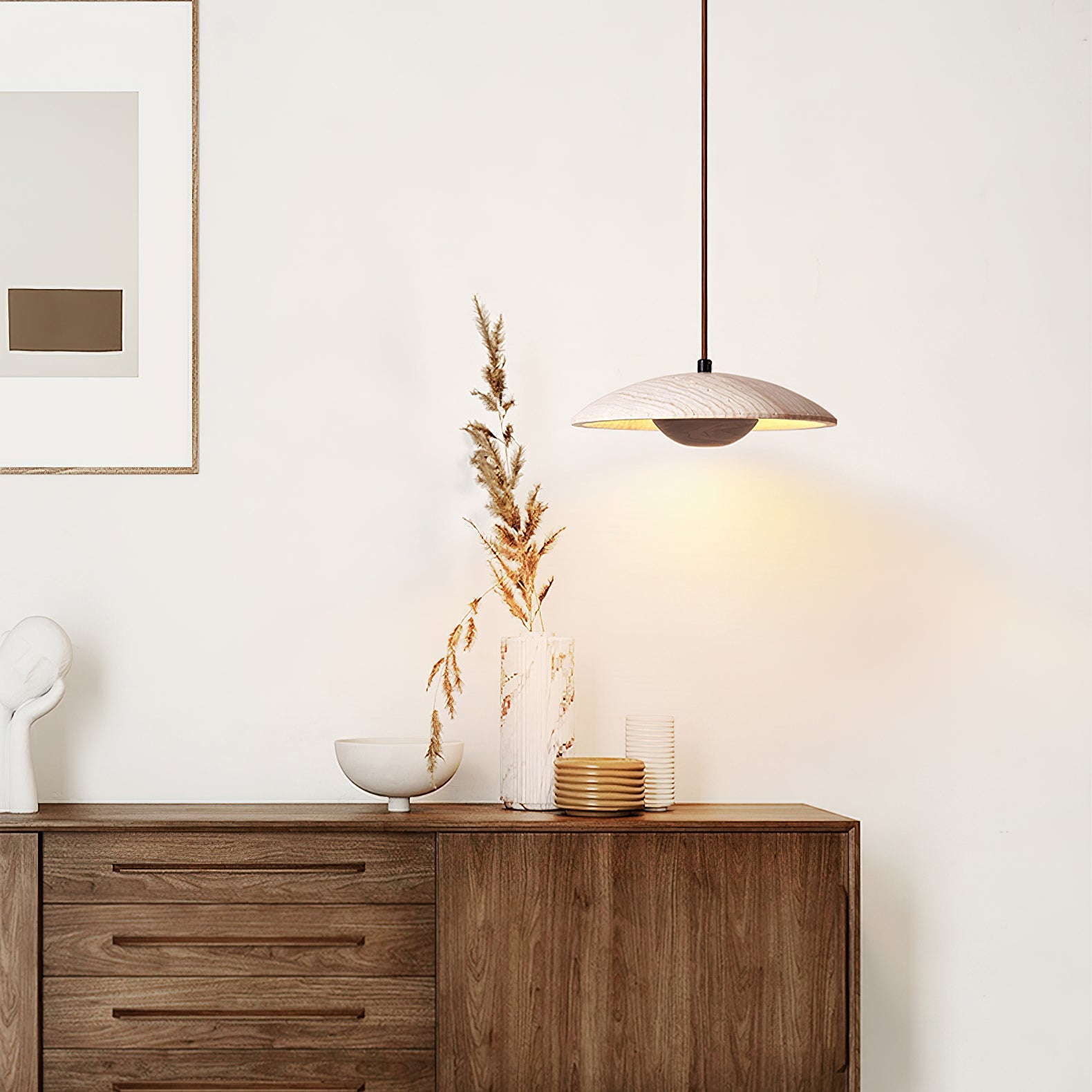 Suspension moderne Enrico en bois Noyer