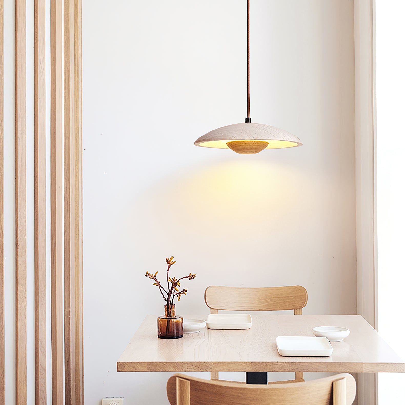 Suspension moderne Enrico en bois Noyer