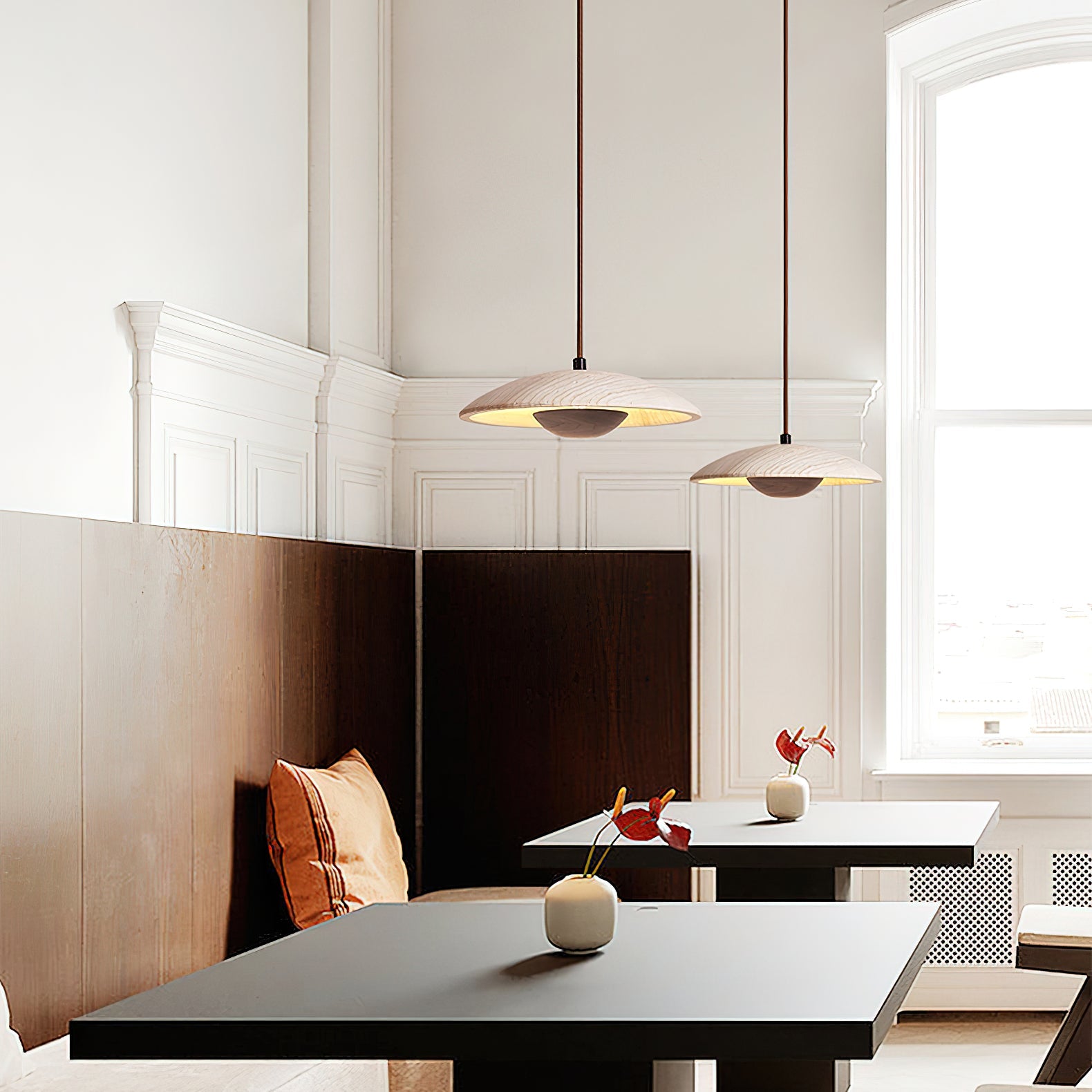 Suspension moderne Enrico en bois Noyer