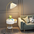 Lampadaire moderne Othar en Bois, Métal, Tissu, Marbre Gris