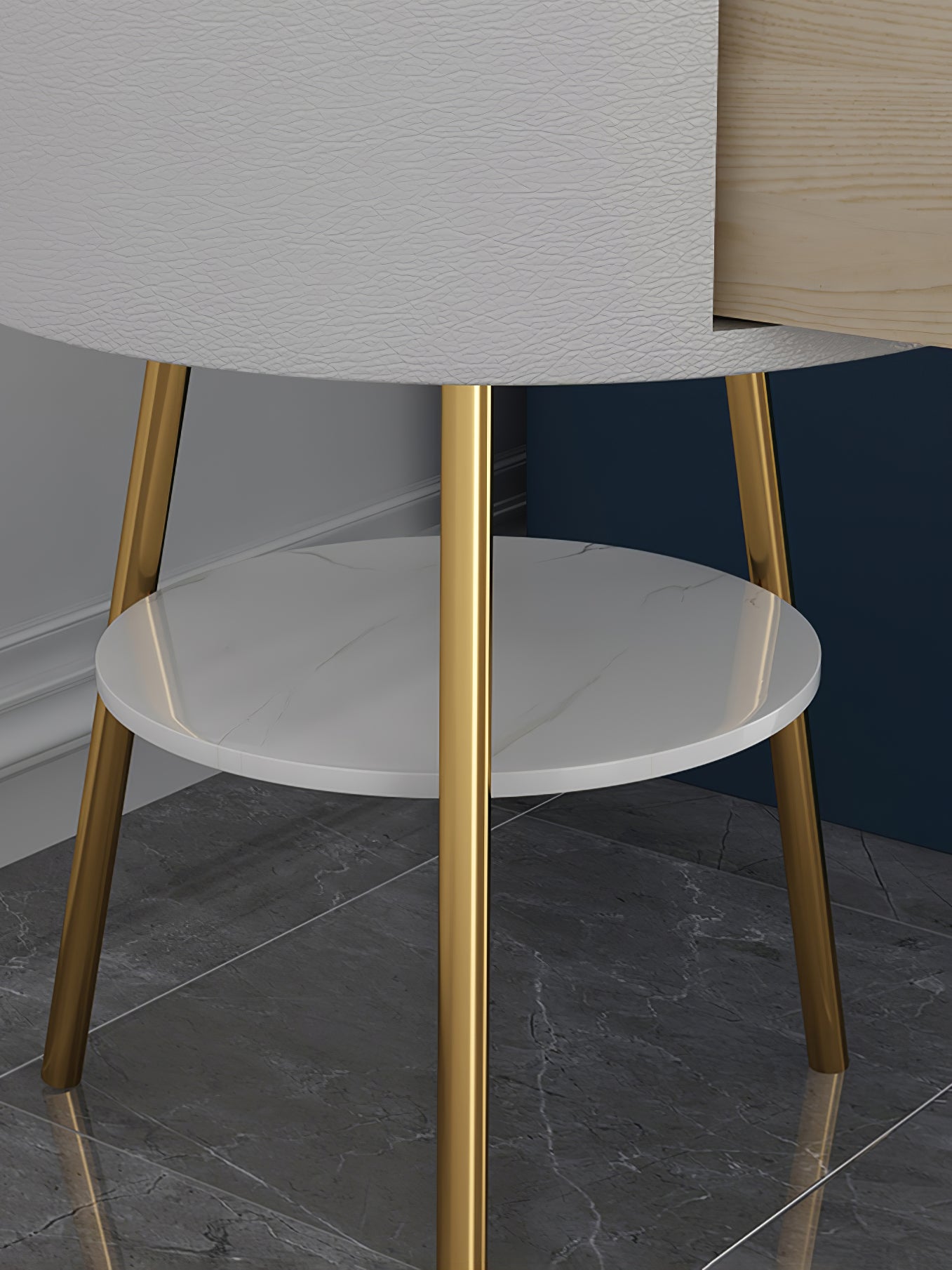 Lampadaire moderne Othar en Bois, Métal, Tissu, Marbre Noir