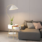 Lampadaire moderne Zeb en Bois, Métal, Tissu, Marbre Noir