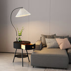 Lampadaire moderne Zeb en Bois, Métal, Tissu, Marbre Noir