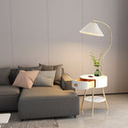 Lampadaire moderne Zeb en Bois, Métal, Tissu, Marbre Blanc