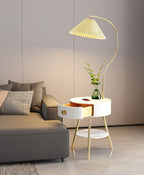 Lampadaire moderne Zeb en Bois, Métal, Tissu, Marbre Noir