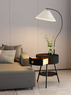 Lampadaire moderne Zeb en Bois, Métal, Tissu, Marbre Blanc