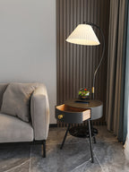 Lampadaire moderne Zeb en Bois, Métal, Tissu, Marbre Noir
