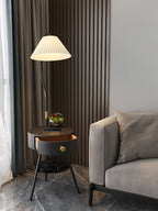 Lampadaire moderne Zeb en Bois, Métal, Tissu, Marbre Noir