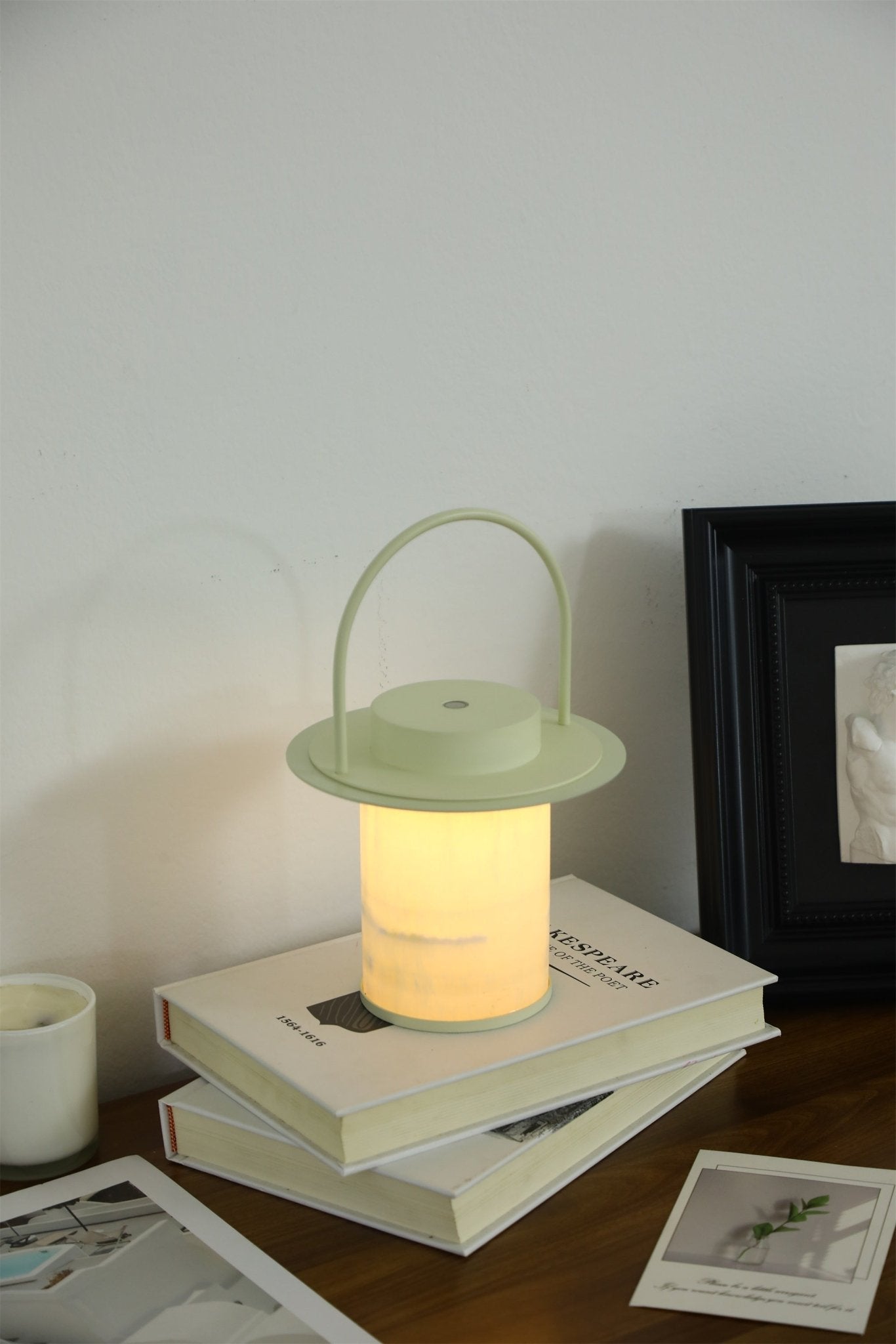Lampe à poser moderne Styr en Albâtre Beige et blanc