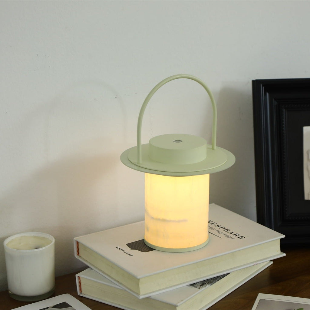 Lampe à poser moderne Styr en Albâtre Chrome et blanc