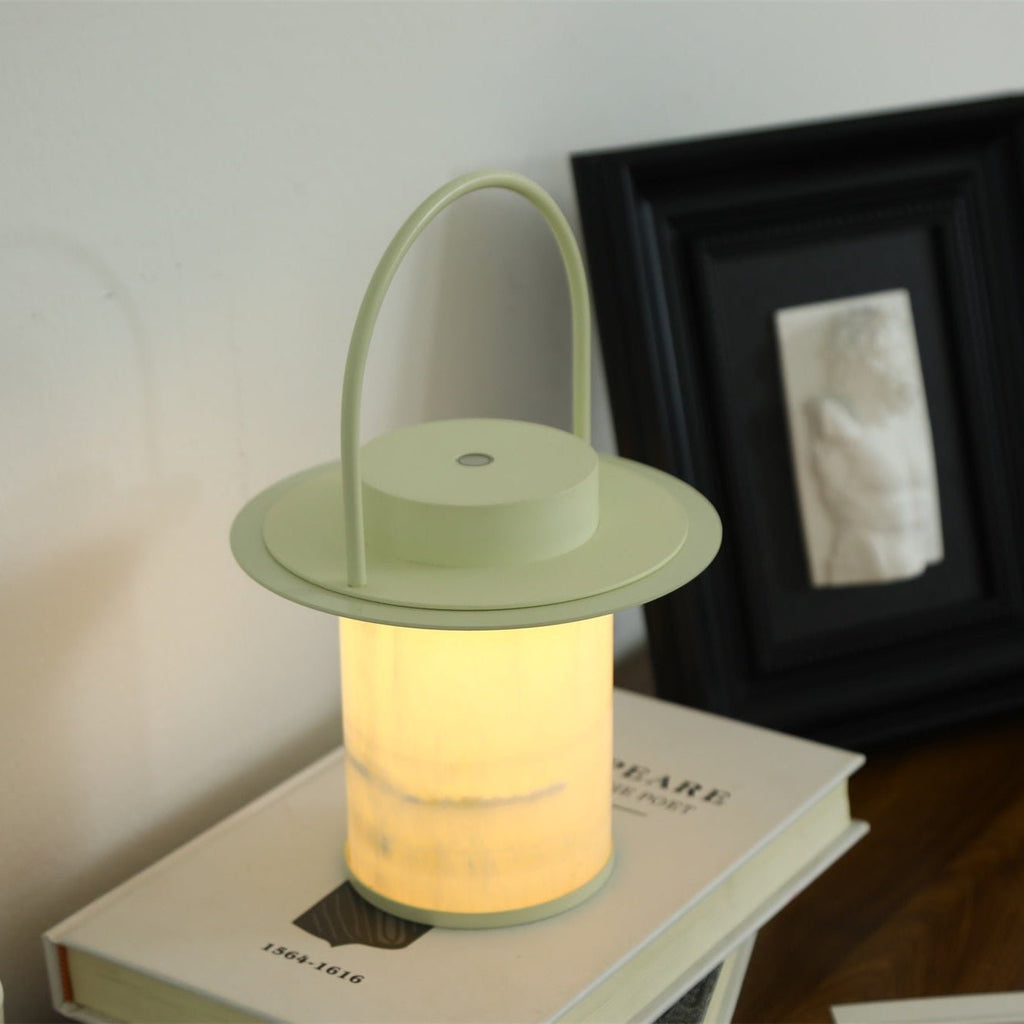 Lampe à poser moderne Styr en Albâtre Chrome et blanc