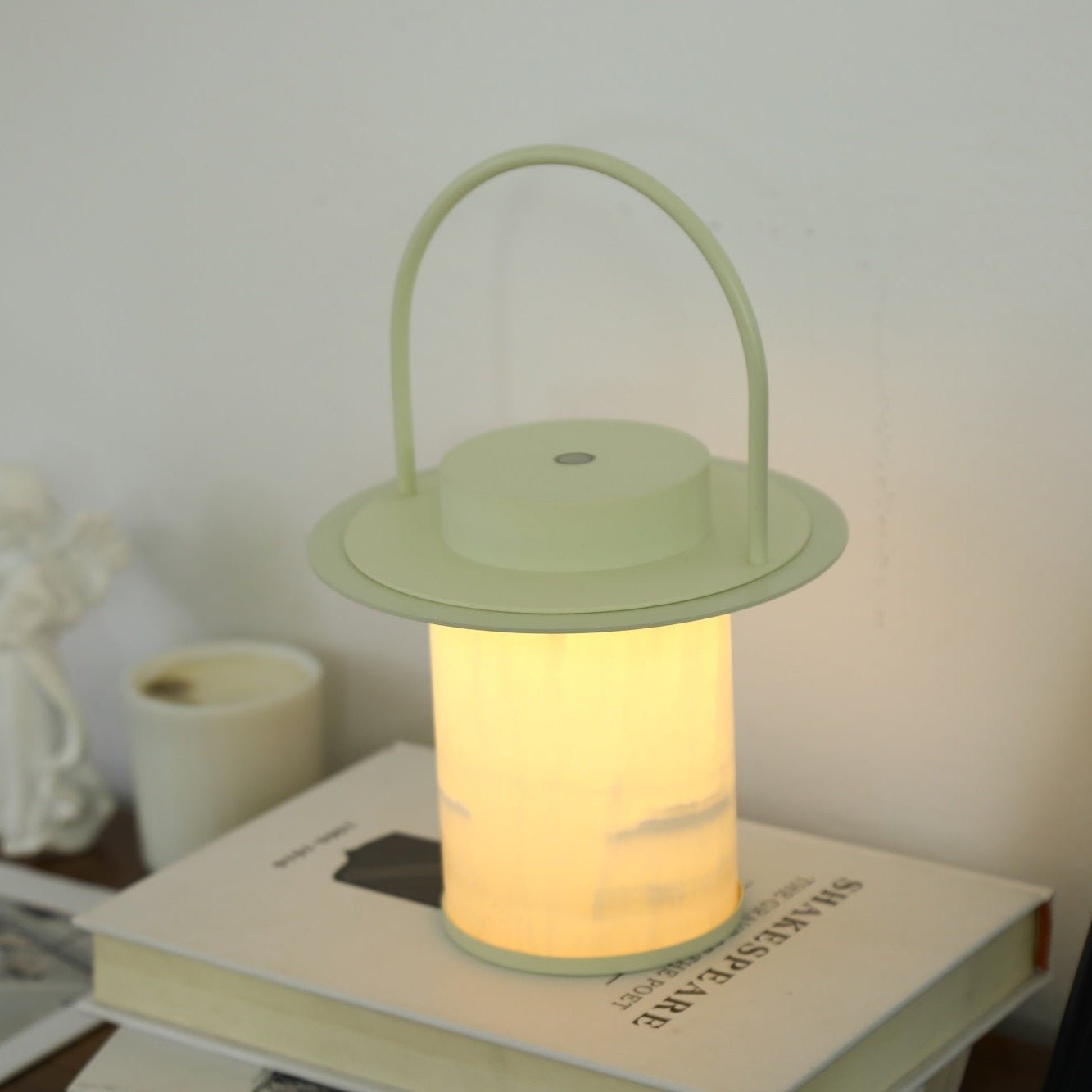 Lampe à poser moderne Styr en Albâtre Chrome et blanc