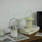 Lampe à poser moderne Styr en Albâtre Chrome et blanc